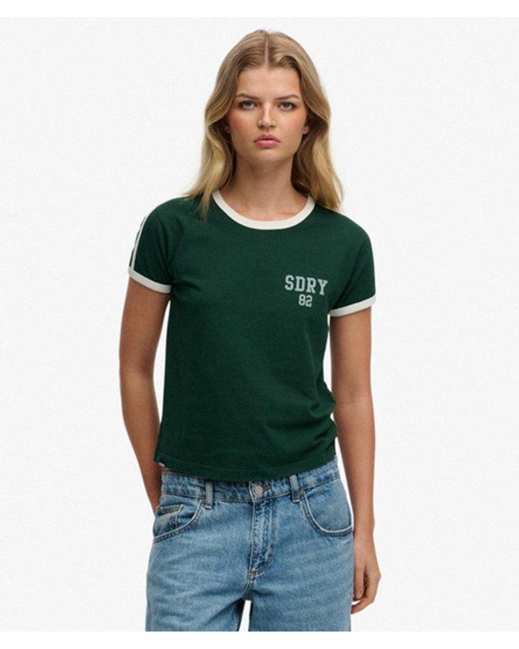Superdry Green & Co Athletic Essentials Side Stripe T-shirt