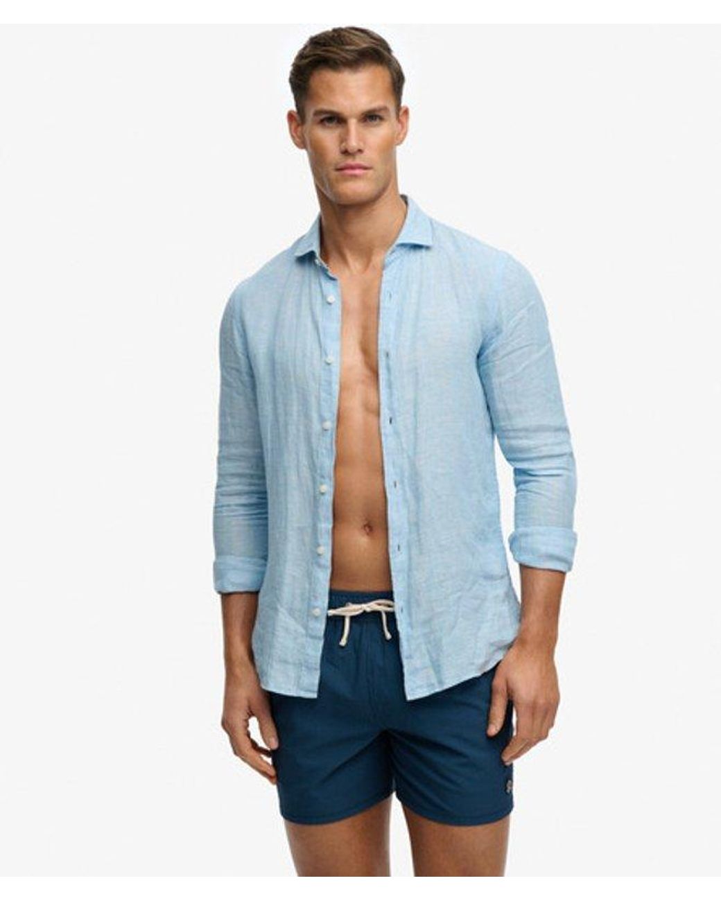Superdry Blue & Co Seer Sucker 15-inch Swim Shorts for men