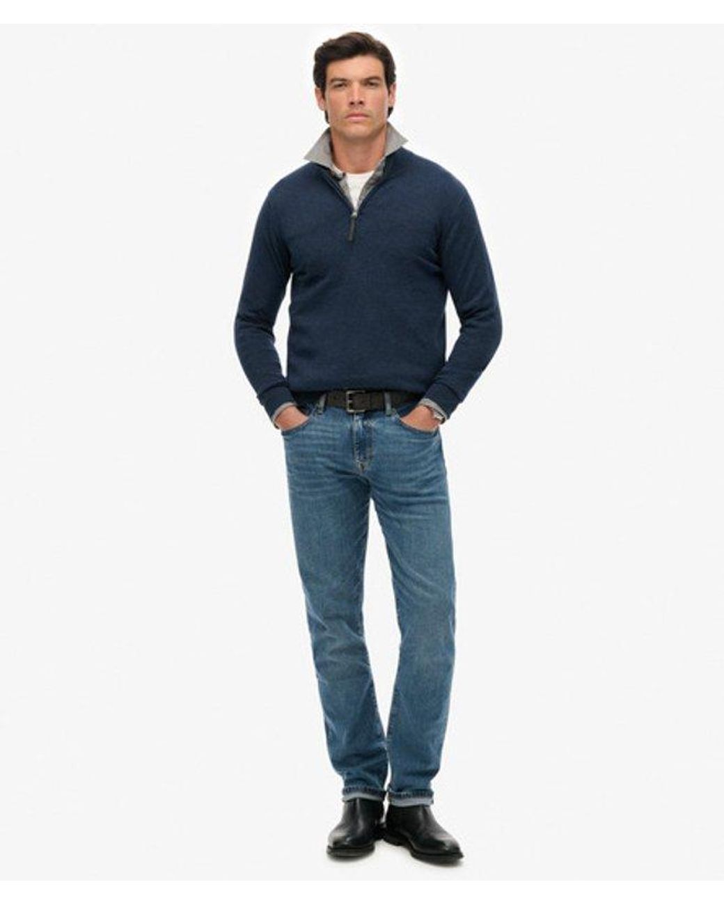 Superdry Blue & Co Essentials Cotton Half Zip Jumper for men