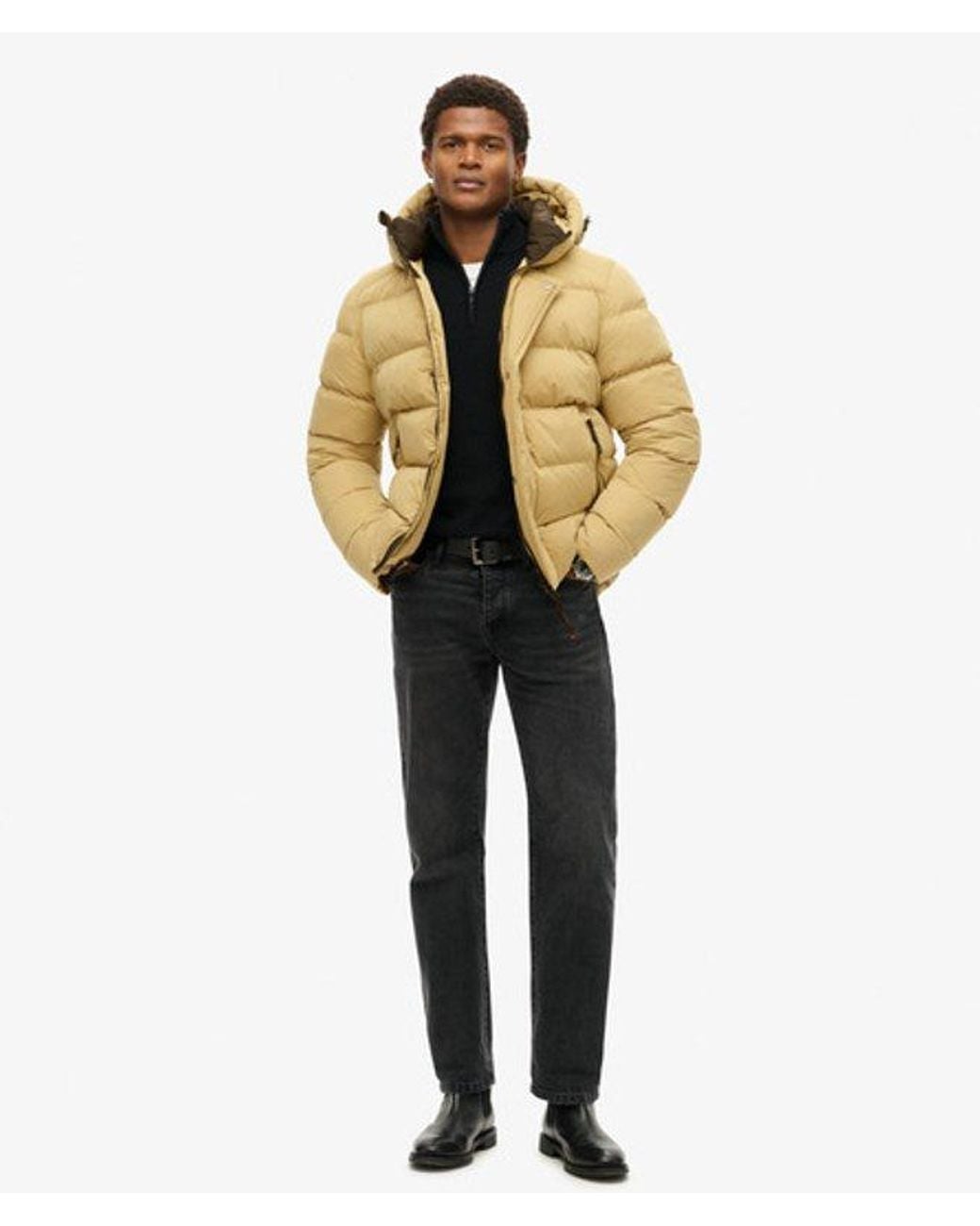 Superdry Metallic & Co Hooded Microfibre Sport Puffer Jacket for men
