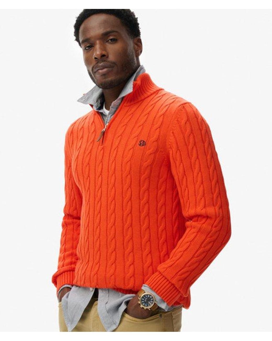 Superdry Red Organic Cotton Classic Cable Half-zip Jumper for men