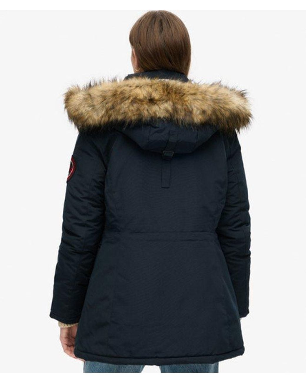 Superdry Blue & Co Everest Hooded Faux Fur Parka Coat