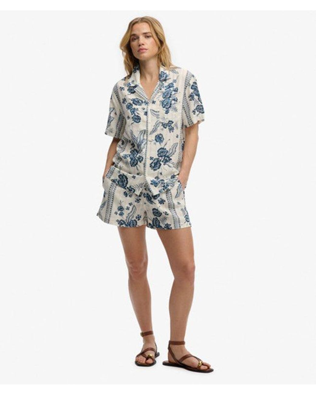 Superdry Blue & Co Beach Printed Short Sleeve Shirt