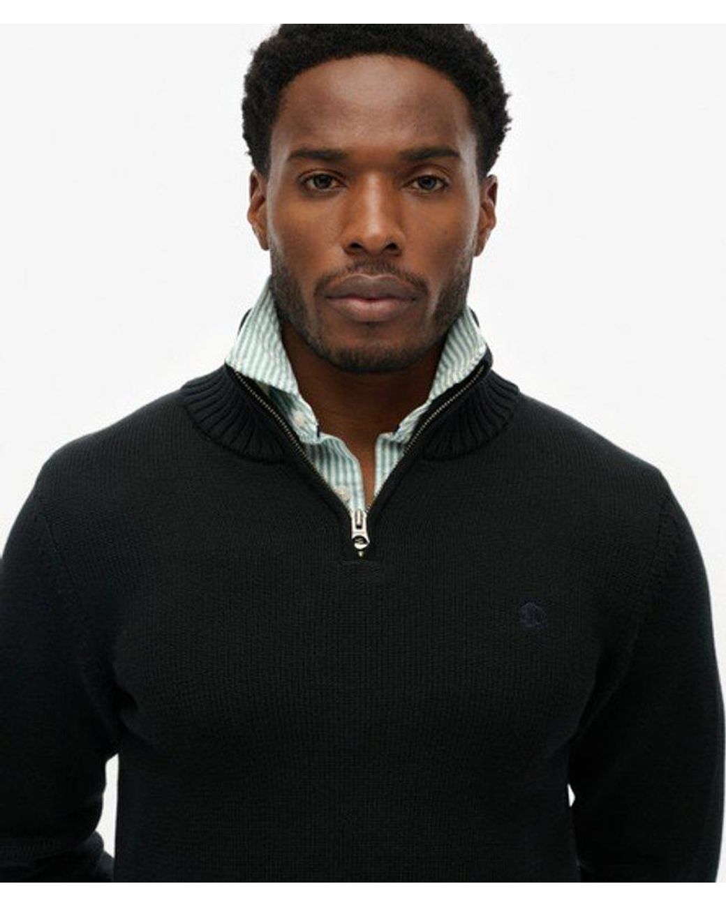 Superdry Black & Co Cotton Half Zip Knit Jumper for men
