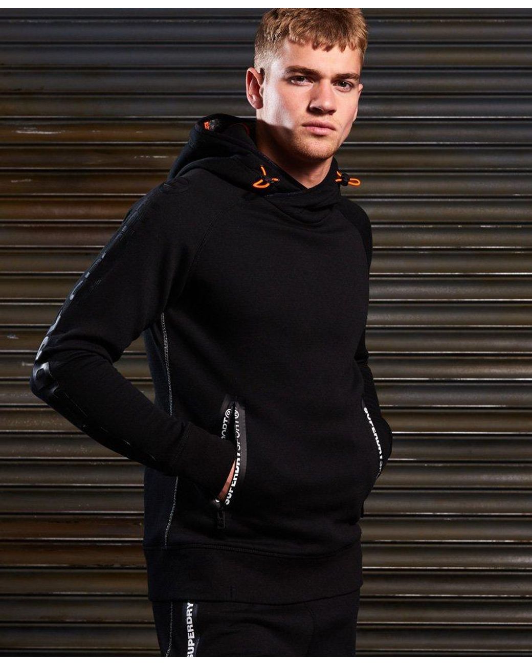 Superdry Gym Tech Crossover Hoodie Black for Men | Lyst