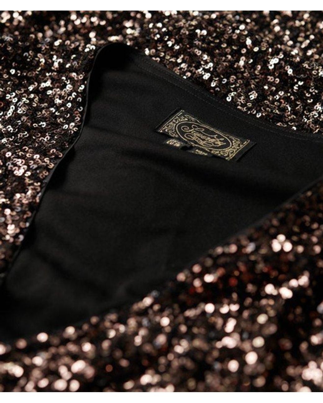 Superdry Black & Co Slim Fit Sequin Wrap Mini Dress