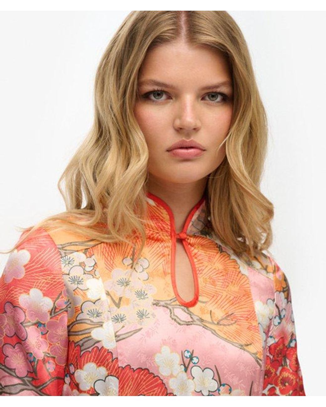 Superdry Red & Co Mandarin Jacquard Mini Dress