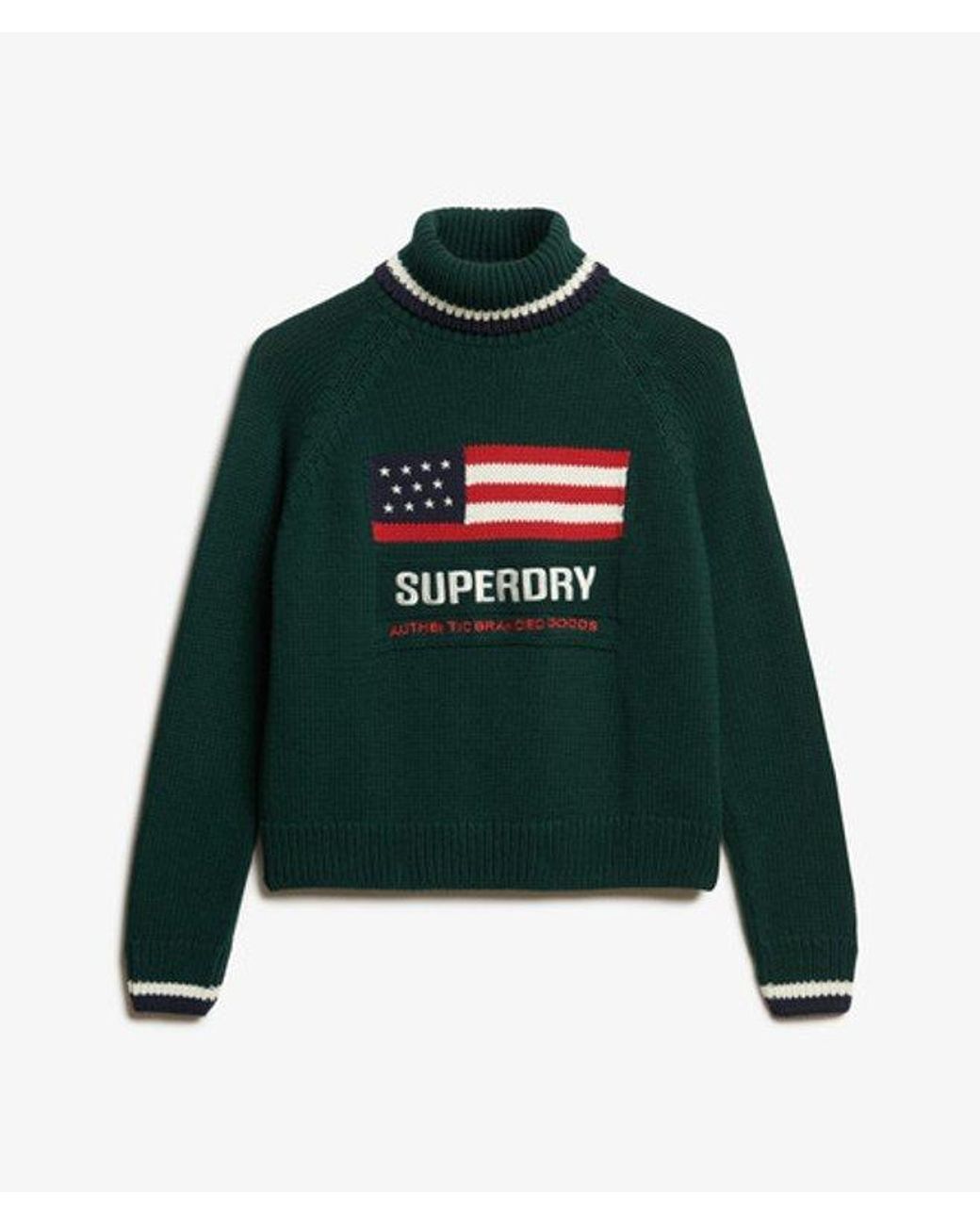 Superdry Green & Co Knitted Americana Roll Neck Jumper