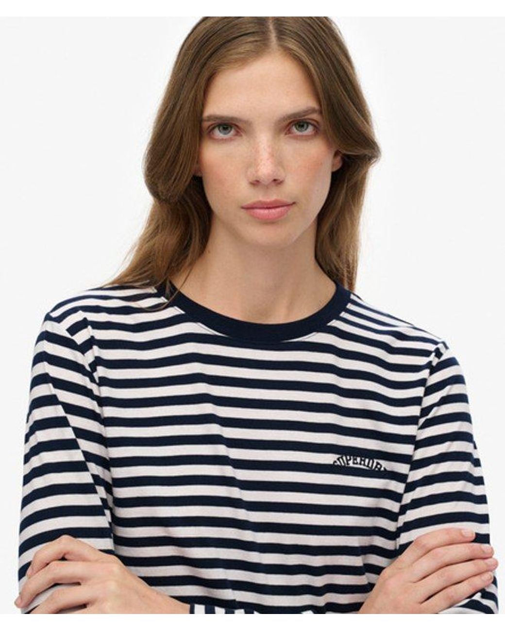 Superdry Blue & Co Essential Logo Stripe Long Sleeve Top