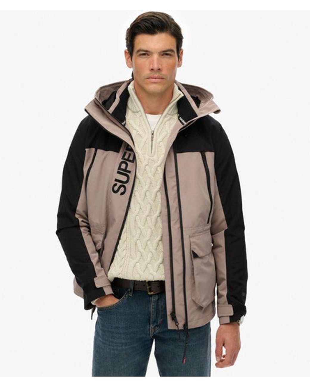 Superdry Black Colour Block Windbreaker Jacket for men