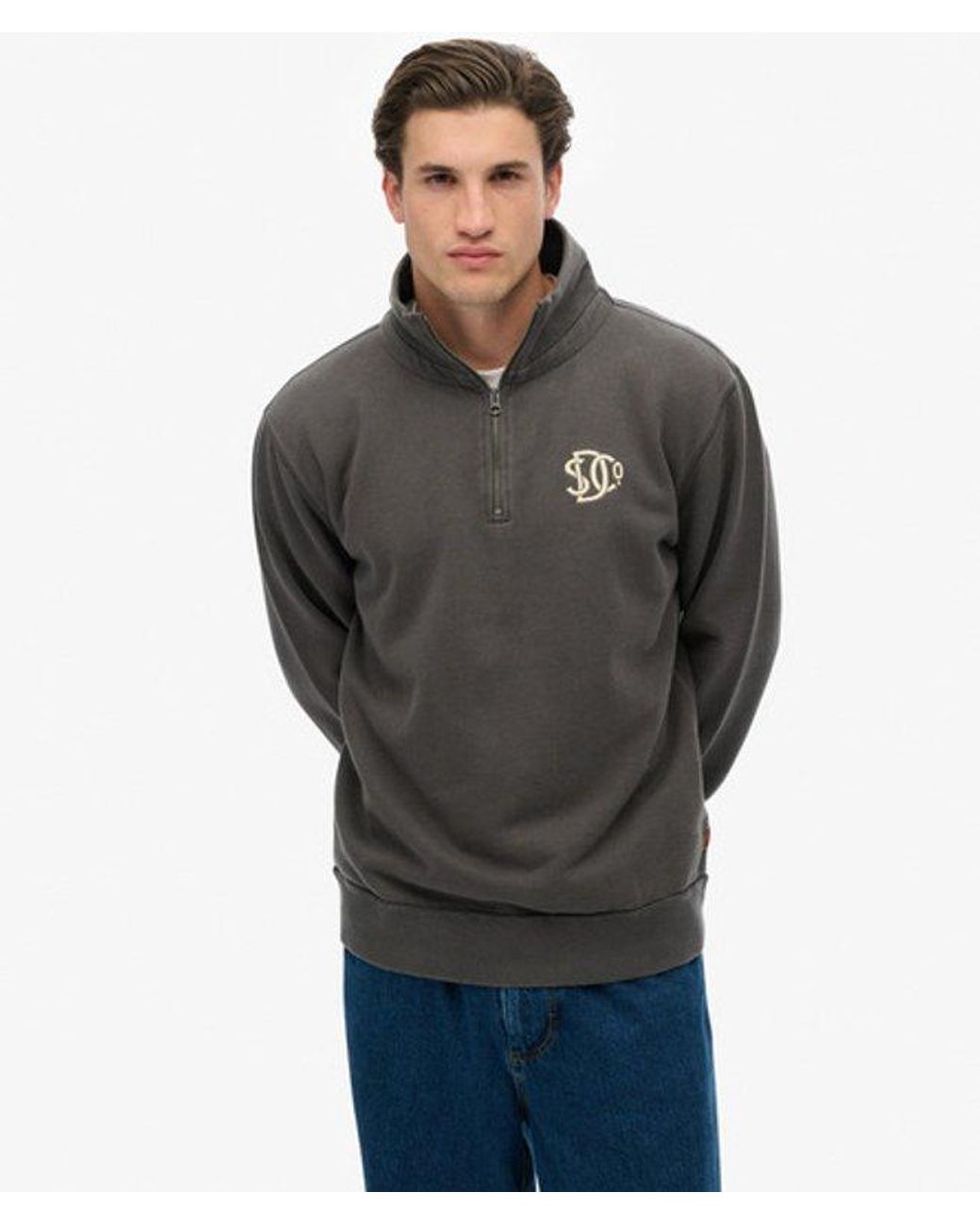 Superdry Black & Co Athletic Half Zip Sweatshirt for men