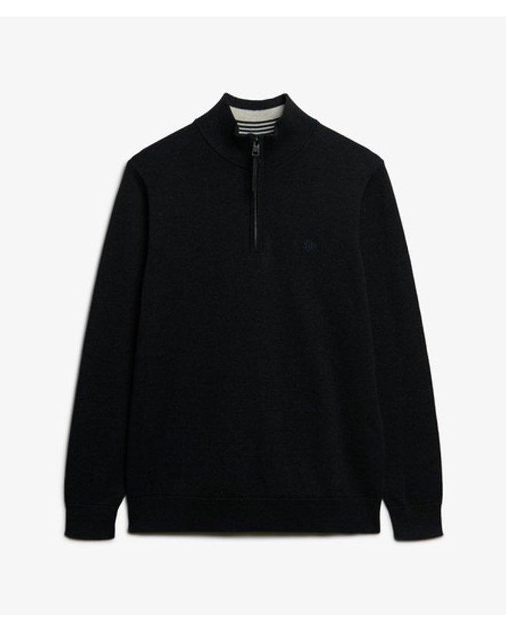 Superdry Black & Co Essentials Cotton Half Zip Jumper for men