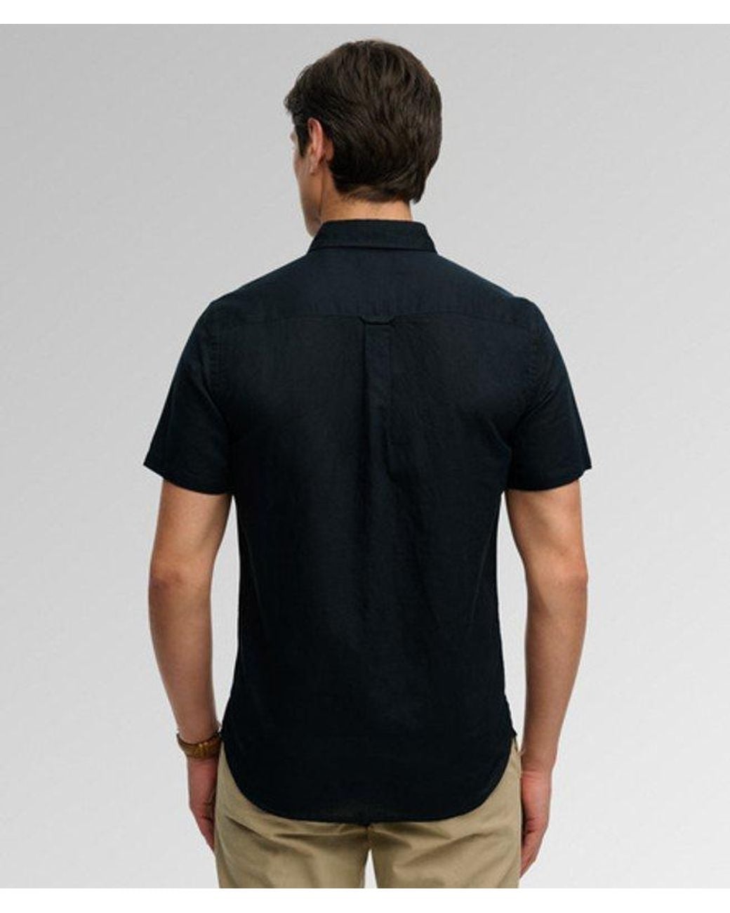 Superdry Black & Co Cotton Linen Short Sleeve Shirt for men
