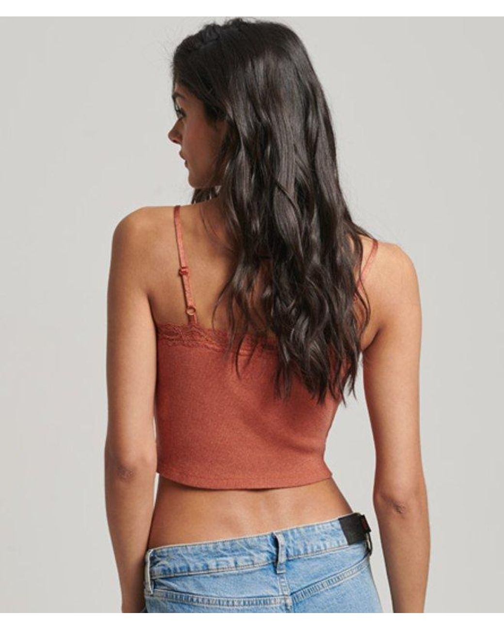 Superdry Orange & Co Rib Lace Trim Cami Top