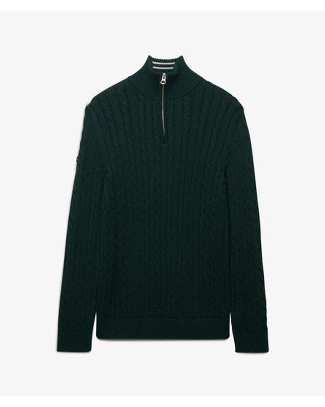 Superdry Black & Co Preppy Cotton Cable Half Zip Jumper for men