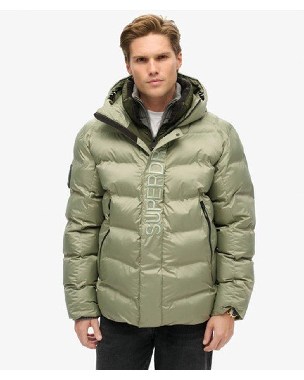 Superdry Green & Co Hooded City Graphic Puffer Jacket for men