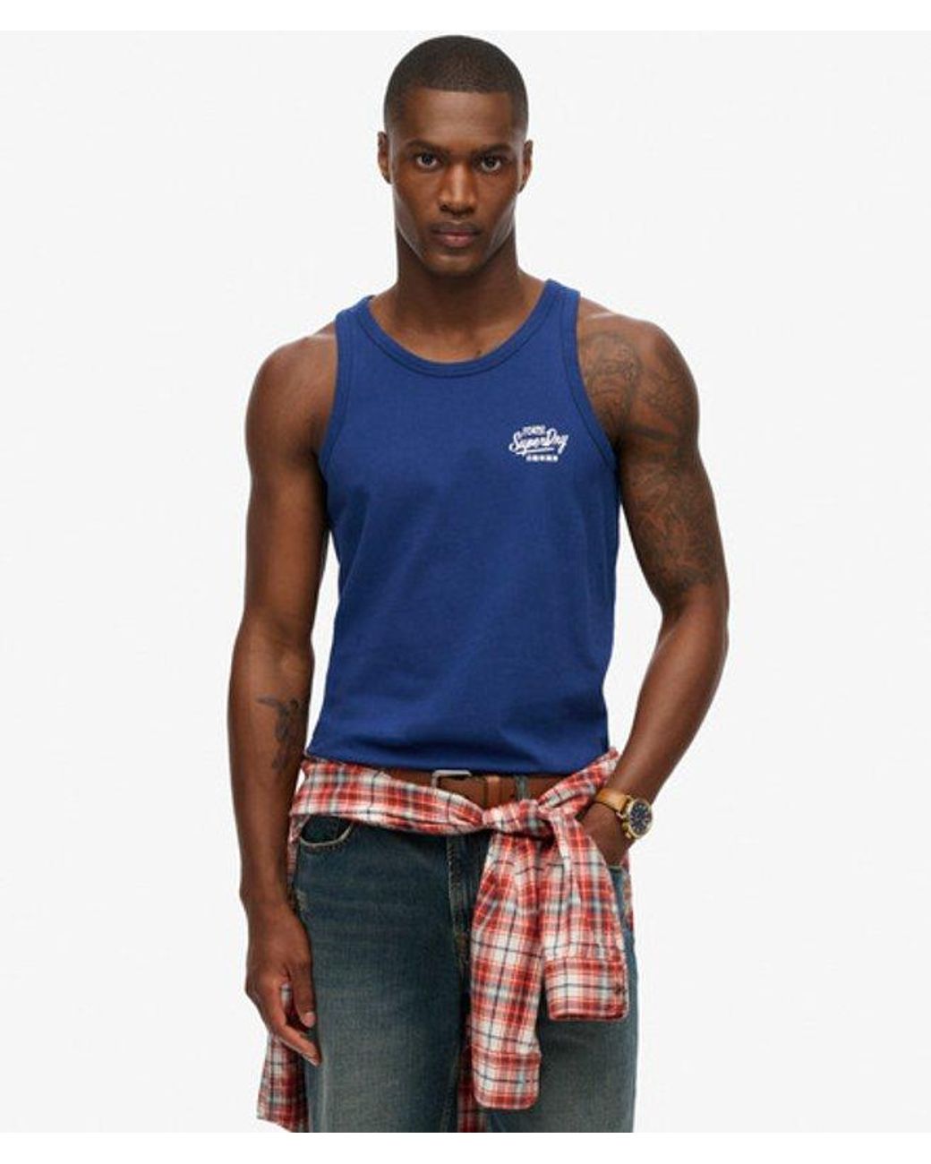 Superdry Blue & Co Contrast Script Vest for men
