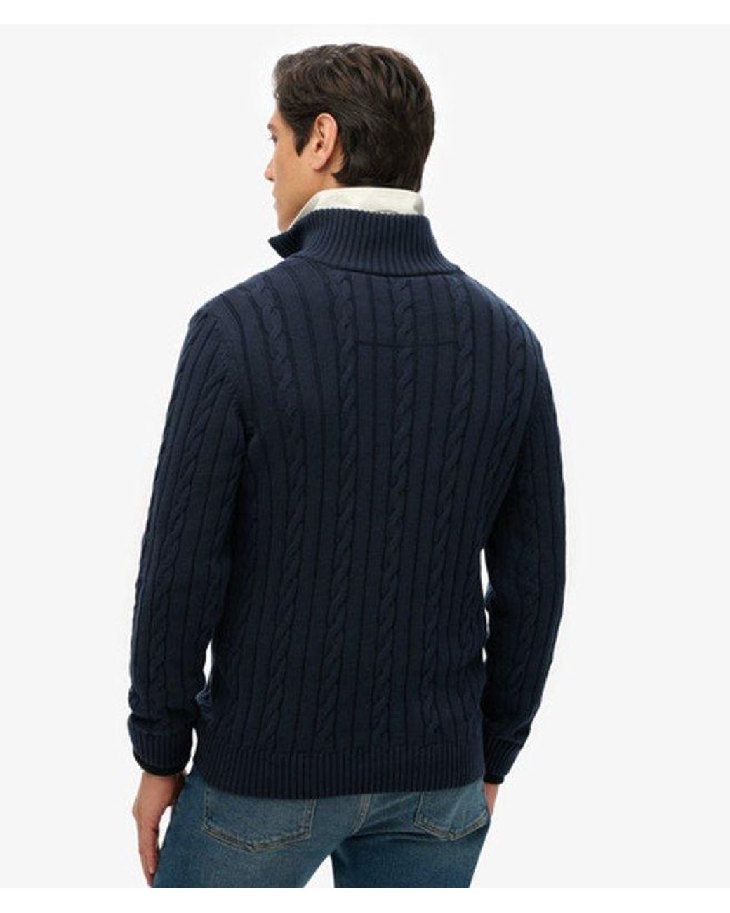 Superdry Blue & Co Cotton Classic Cable Half-zip Jumper for men