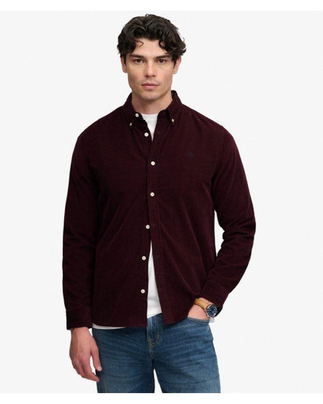 Superdry Purple & Co Classic Needle Cord Shirt for men