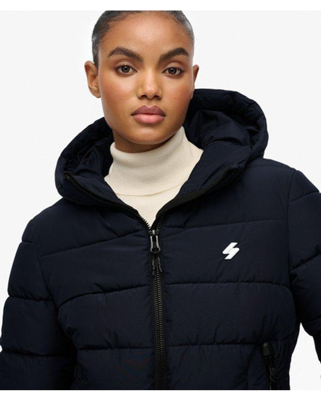 Superdry Blue Hooded Spirit Sports Puffer Jacket