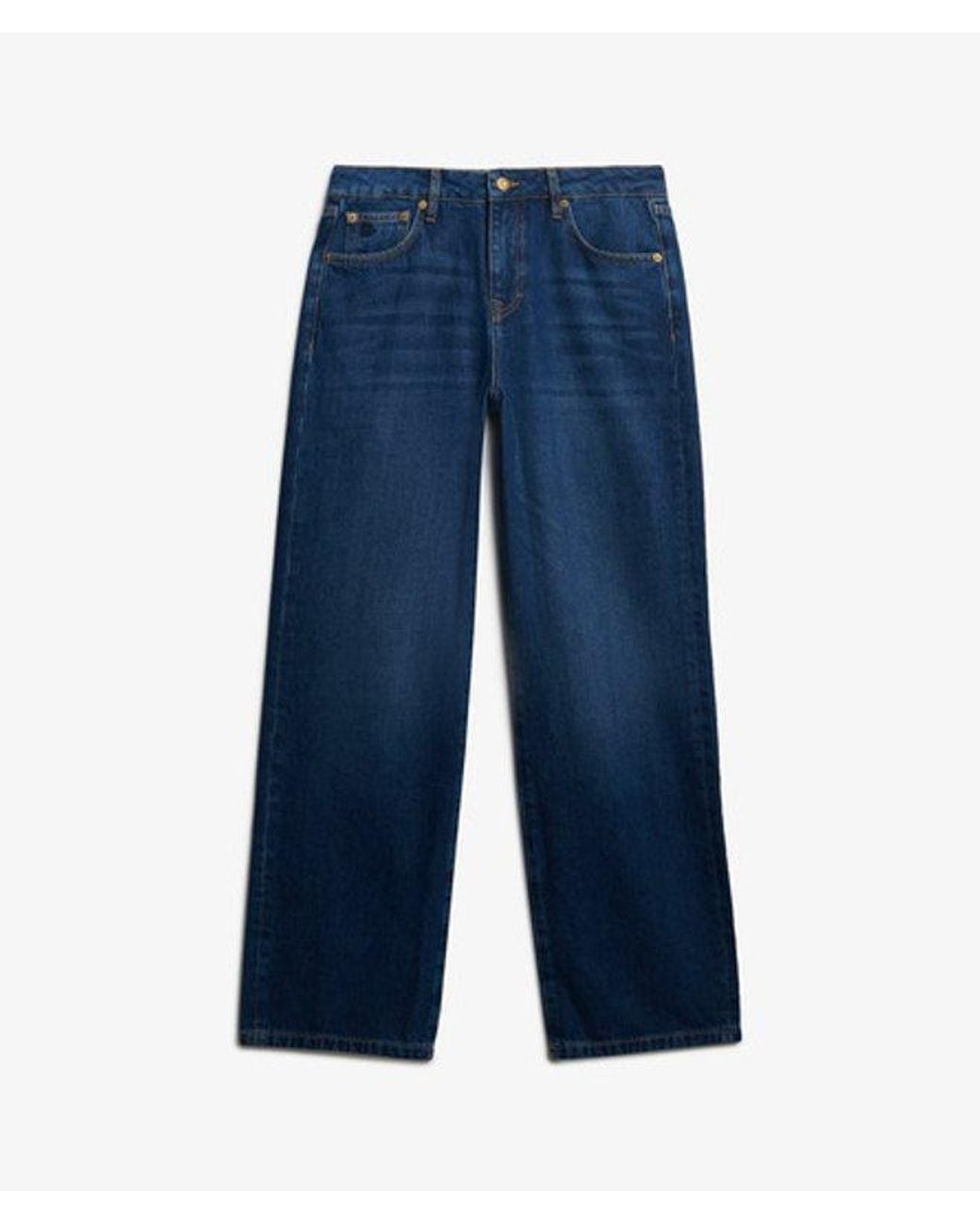 Superdry Blue & Co Organic Cotton Mid Rise Wide Leg Jeans
