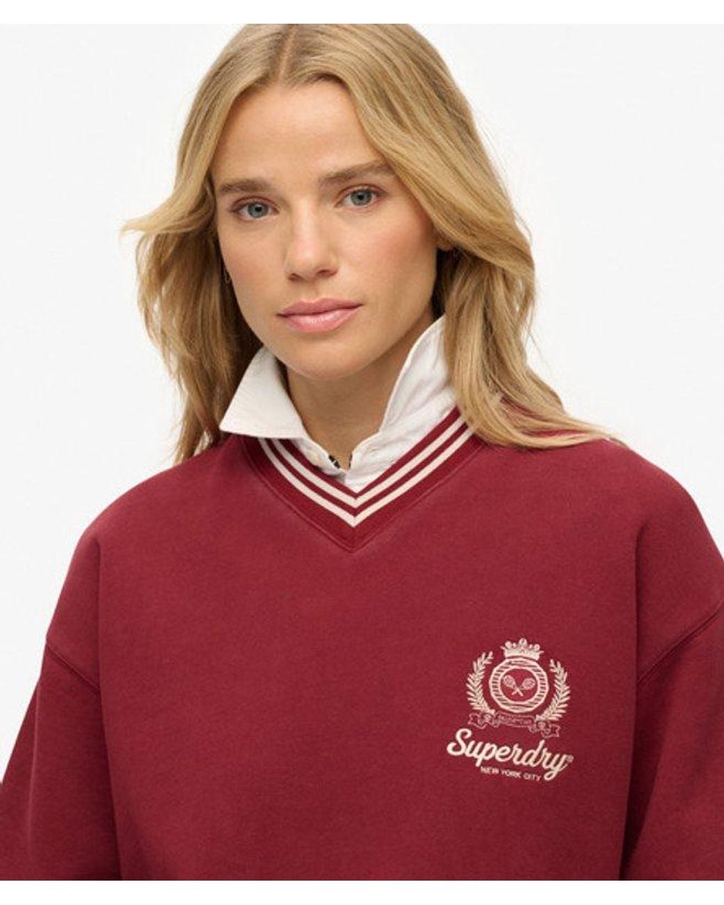 Superdry Red & Co Country Club V-neck Sweatshirt