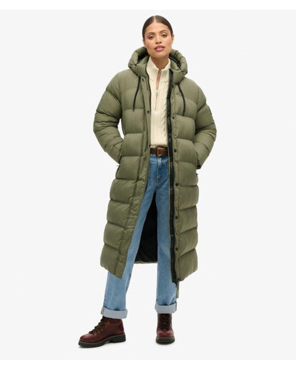 Superdry Green Rip-Stop Longline Puffer Coat