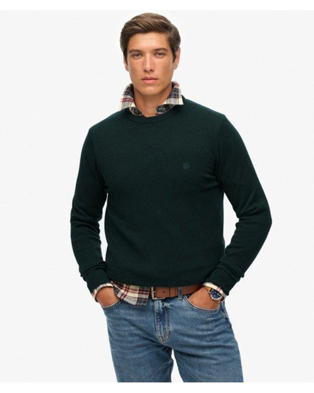 Superdry Blue Essentials Cotton Jumper for men