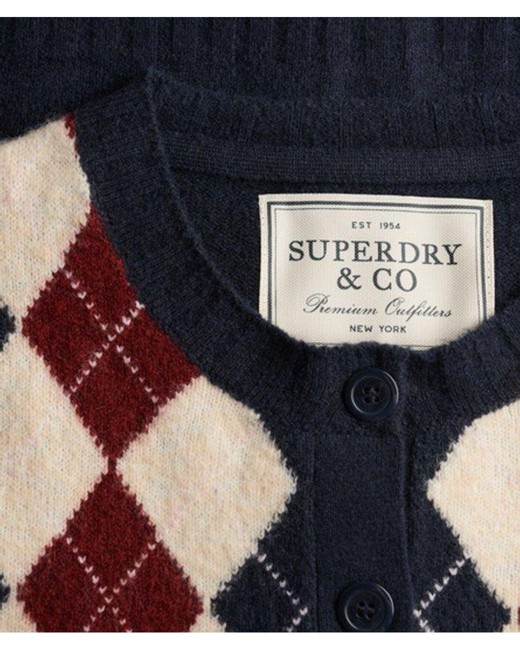Superdry Argyle Vest in het Blue