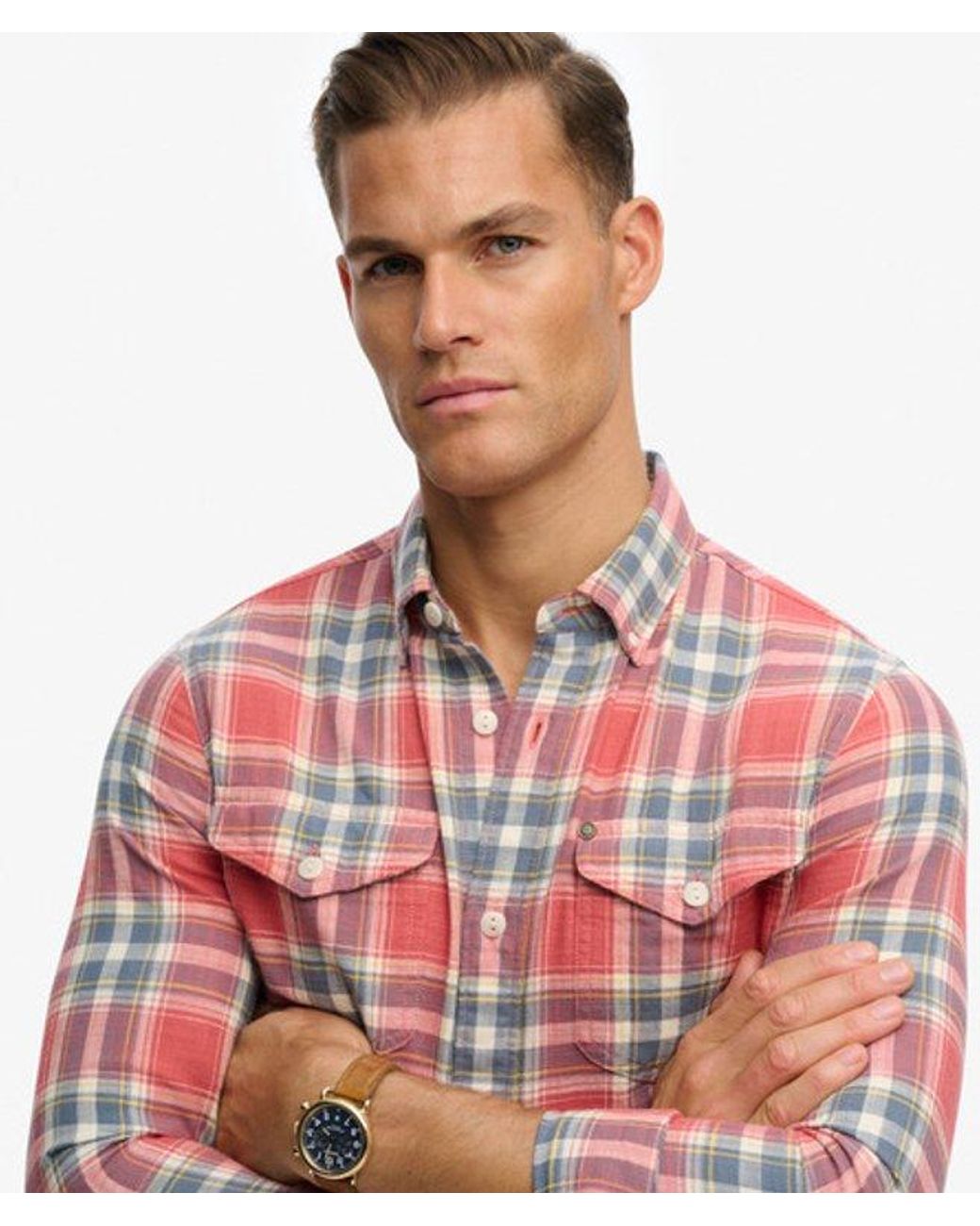 Superdry Red The Merchant Store - Lite Check Shirt for men