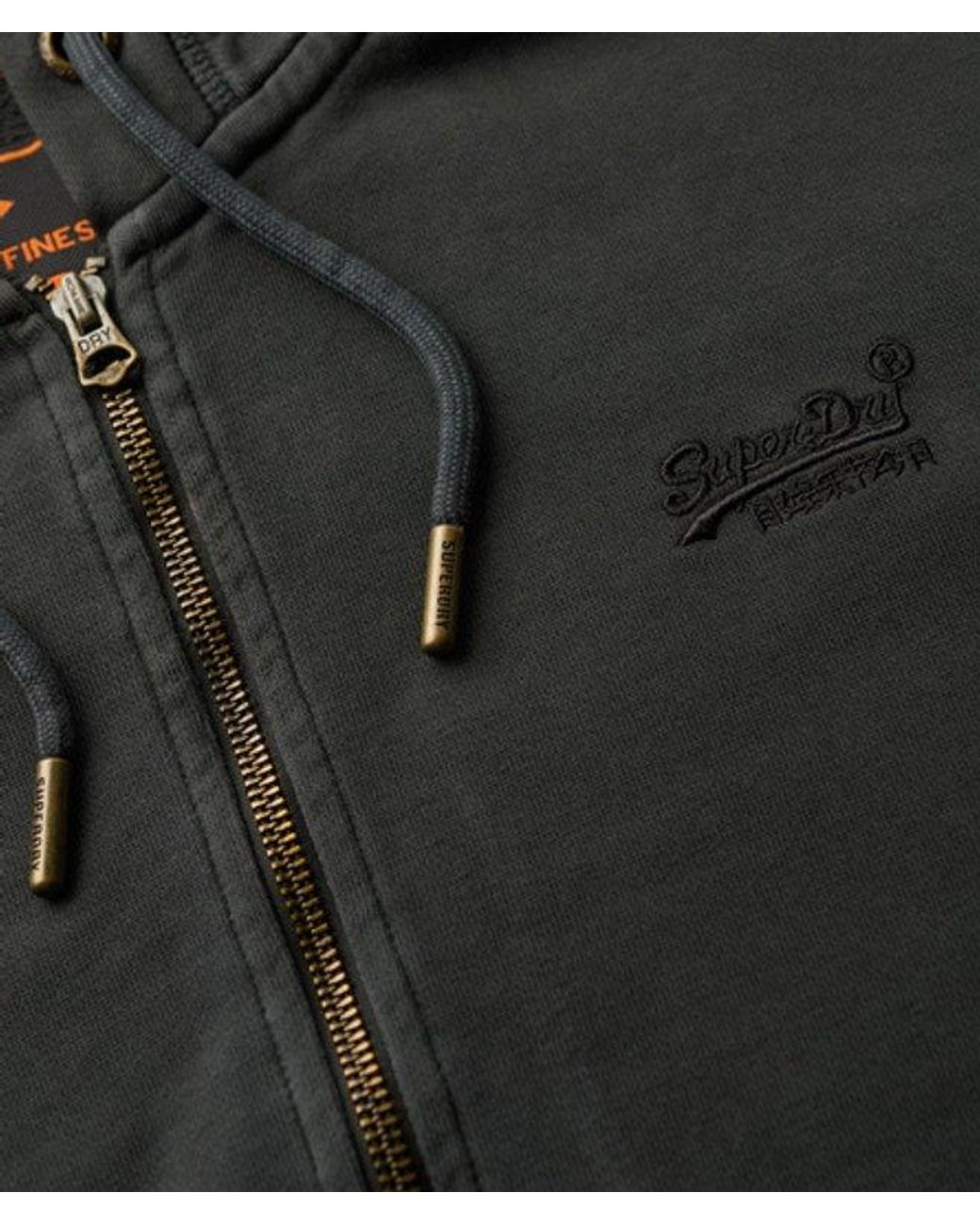 Superdry Black & Co Essential Logo Washed Zip Hoodie for men