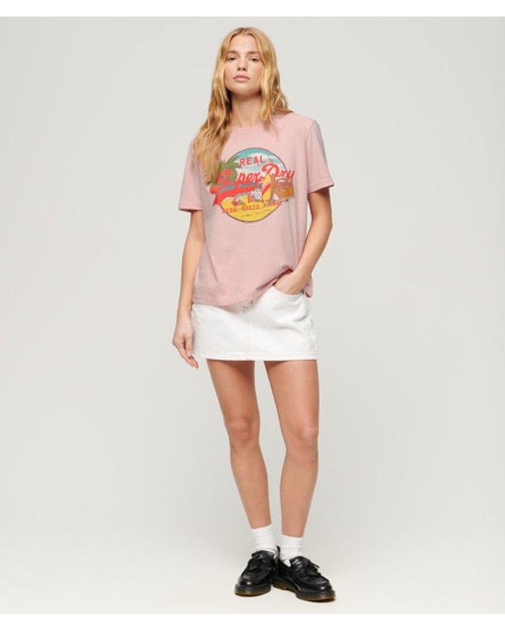 Superdry Pink & Co La Graphic Relaxed Tee