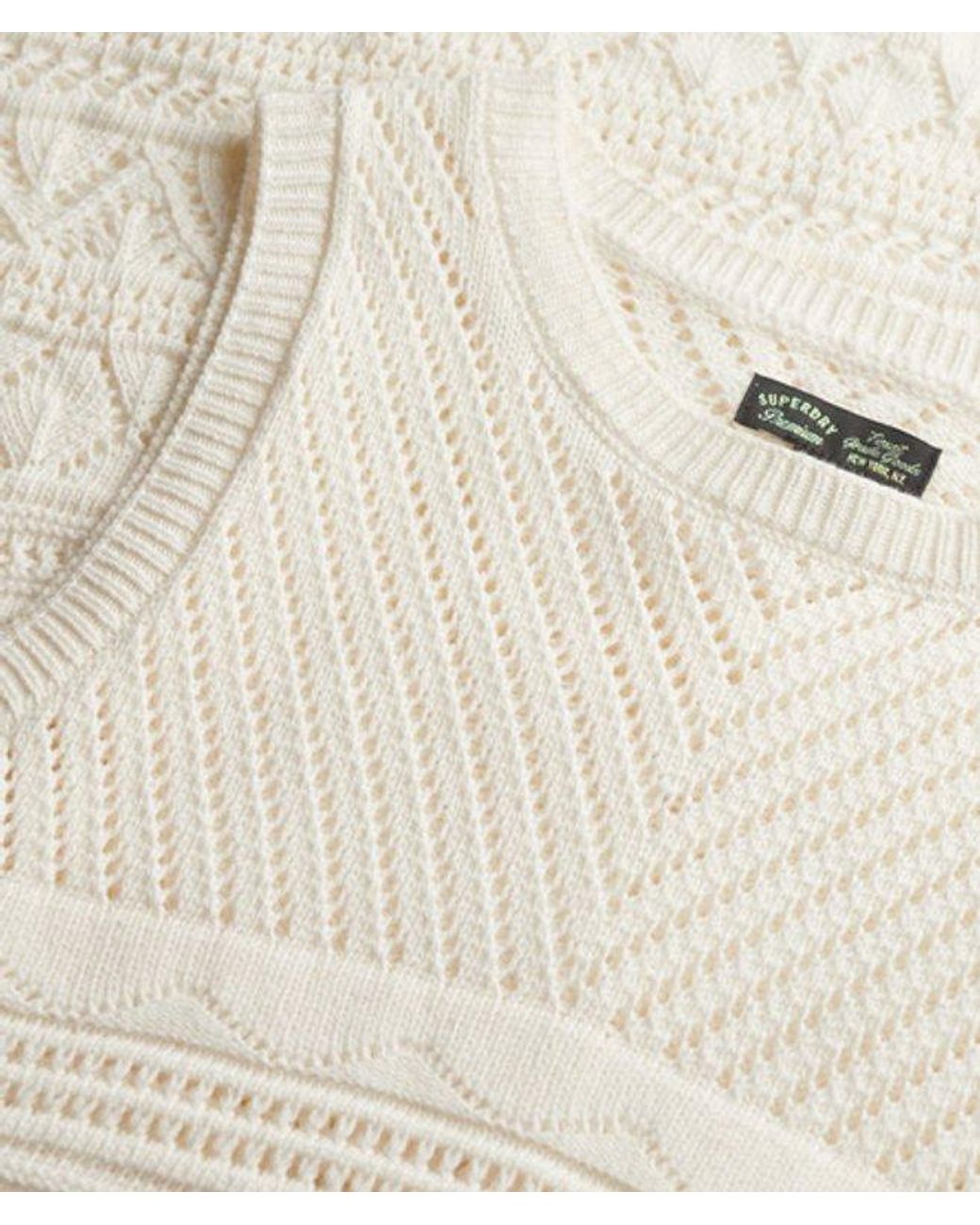 Superdry White Cotton Crochet Mini Dress
