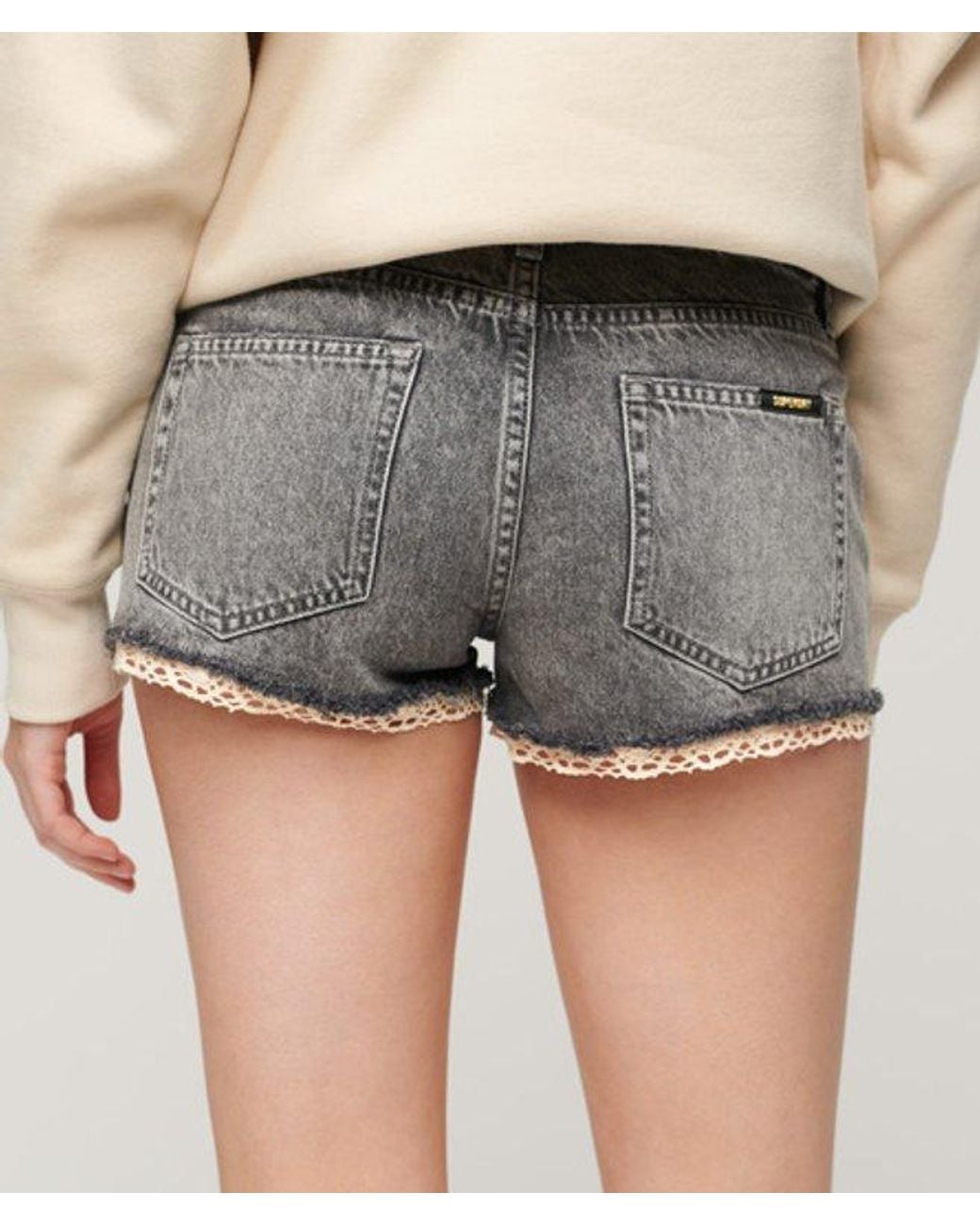Superdry Gray Denim Hot Shorts - Size: 29