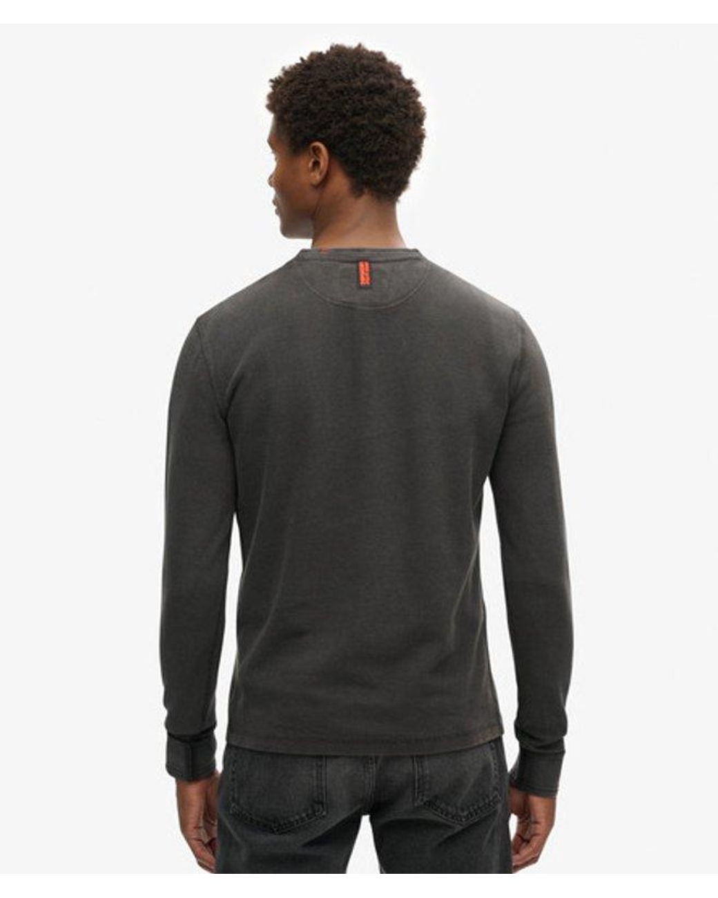 Superdry Black & Co Vintage Textured Henley Top for men