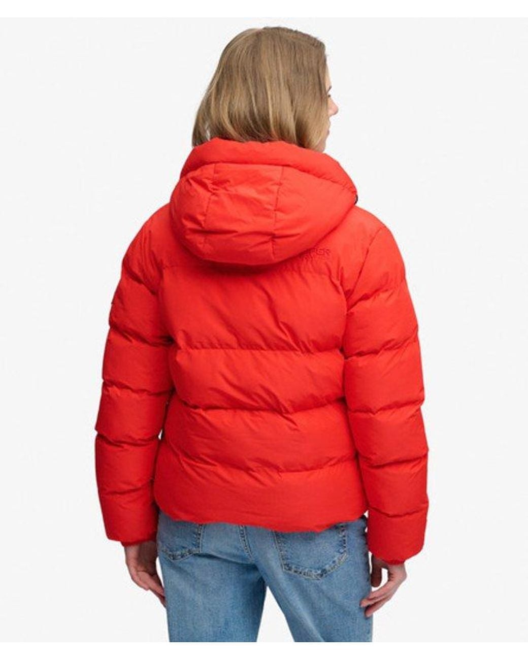 Superdry Red Hooded Sports Puffer Jacket