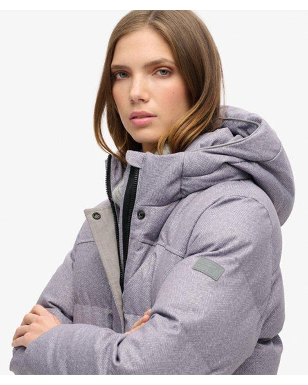 Superdry Gray & Co Tweed Long Puffer Coat
