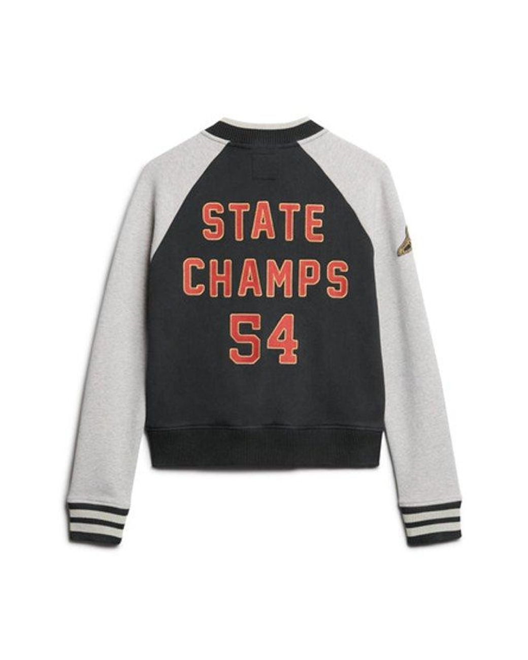 Superdry Gray & Co College Script Graphic Jersey Bomber Jacket