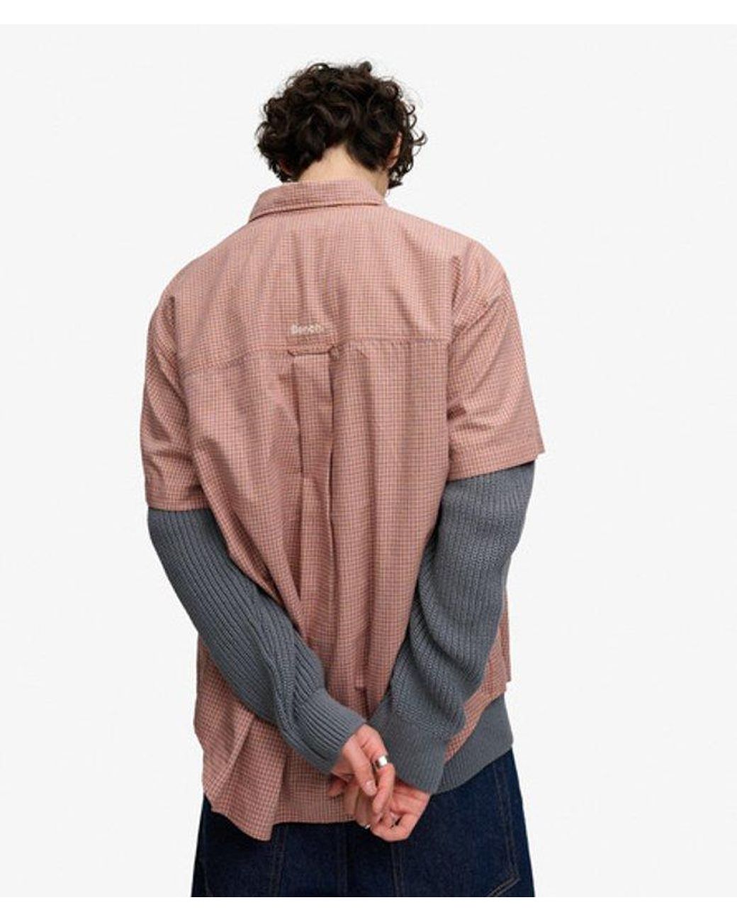 Superdry Brown Bench X & Co Bench Skater Check Short Sleeves Shirt for men
