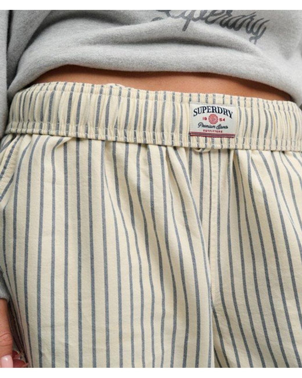 Superdry Gray & Co Organic Cotton Stripe Elasticated Trousers