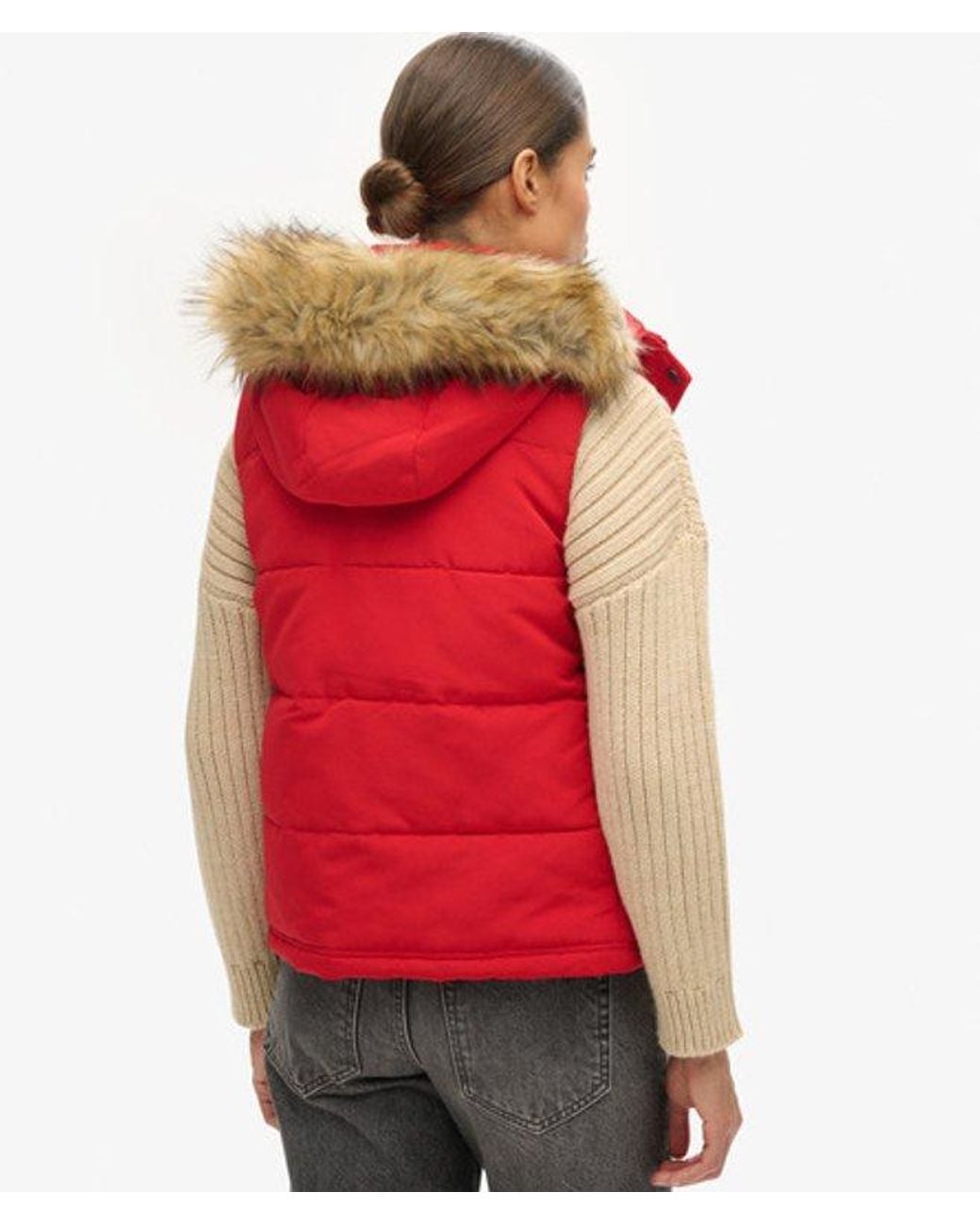 Superdry Red & Co Everest Faux Fur Puffer Gilet