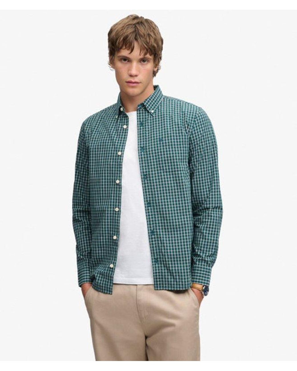 Superdry Blue & Co Preppy Poplin Long Sleeve Shirt for men