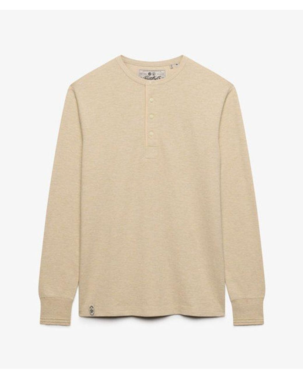Superdry Natural & Co Mini Slub Waffle Long Sleeve Grandad Top for men