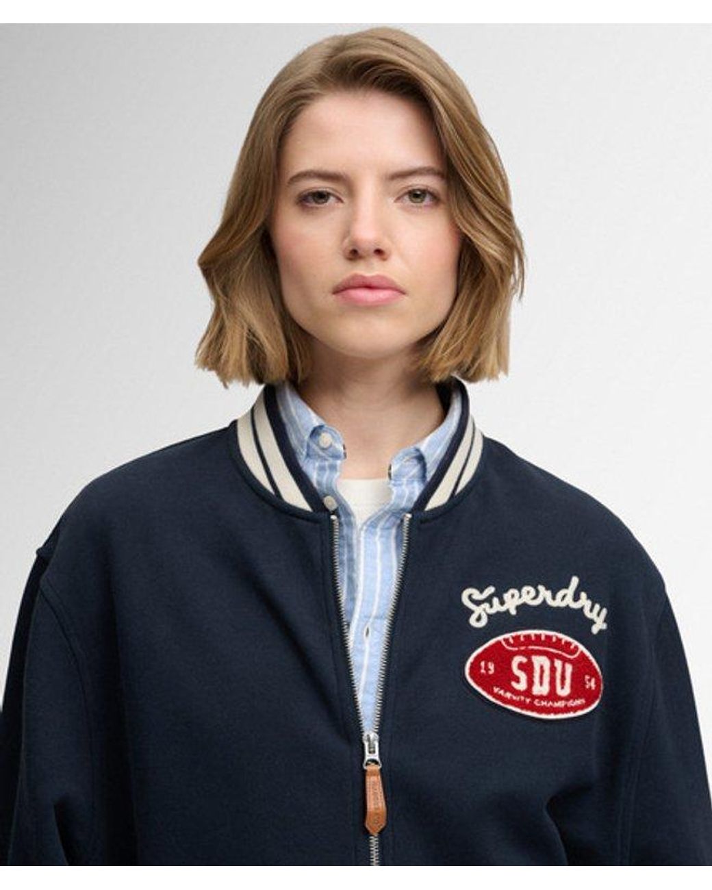Superdry Blue & Co Country Club Jersey Bomber Jacket
