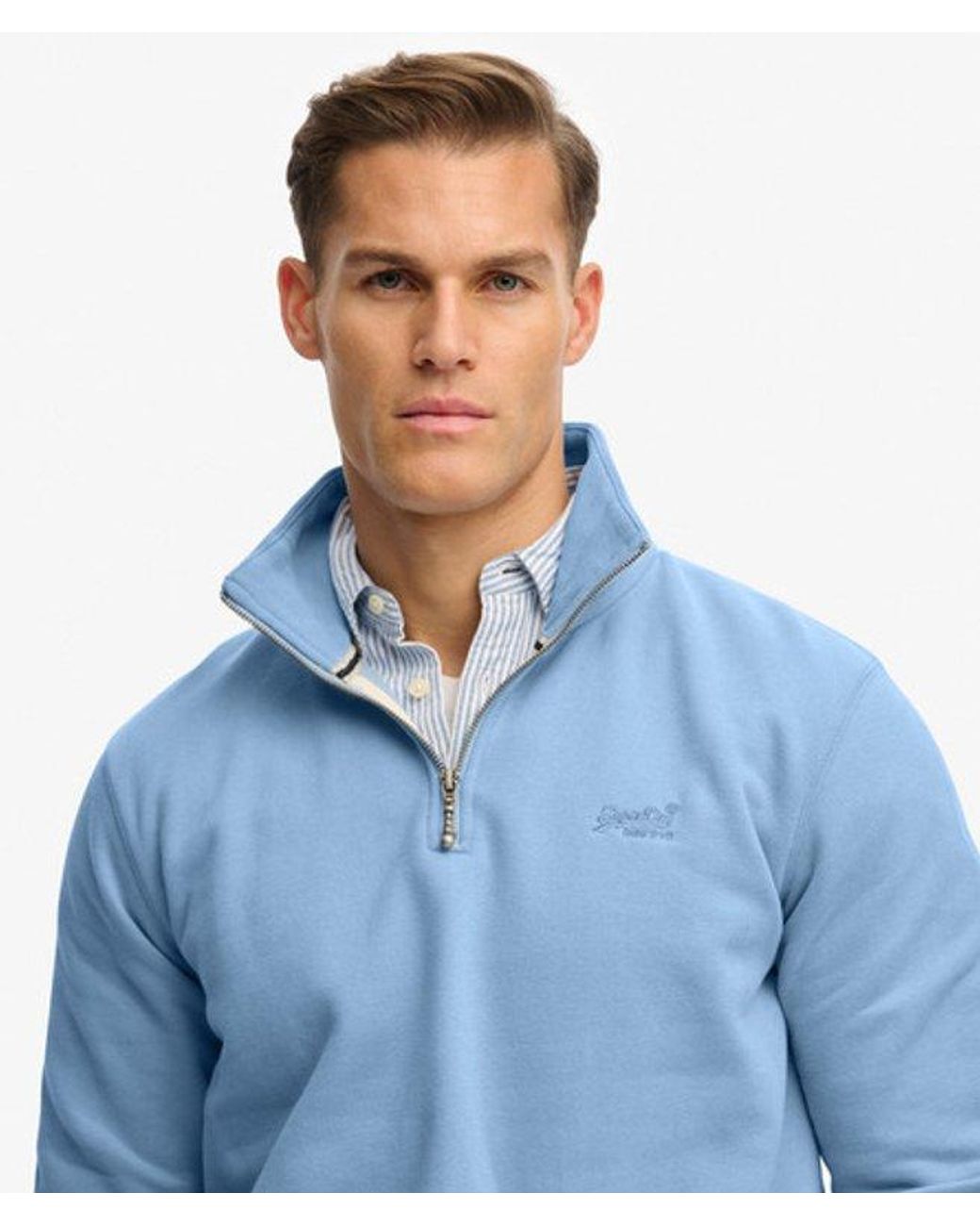 Superdry Blue Essential Logo Half Zip Sweatshirt for men