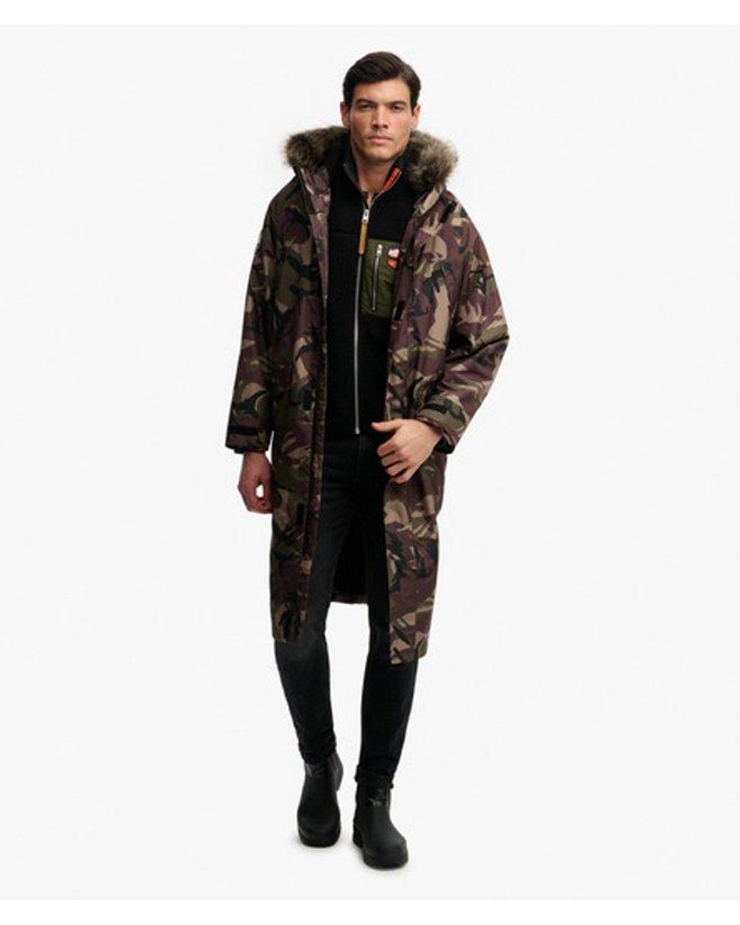 Superdry Black & Co Everest Faux Fur Waterproof & Co Robe