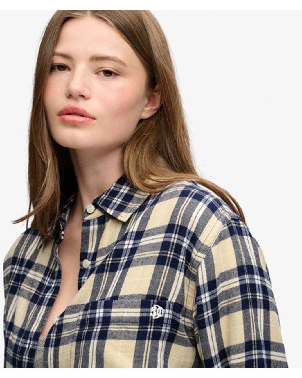 Superdry Blue & Co Check Flannel Boyfriend Shirt