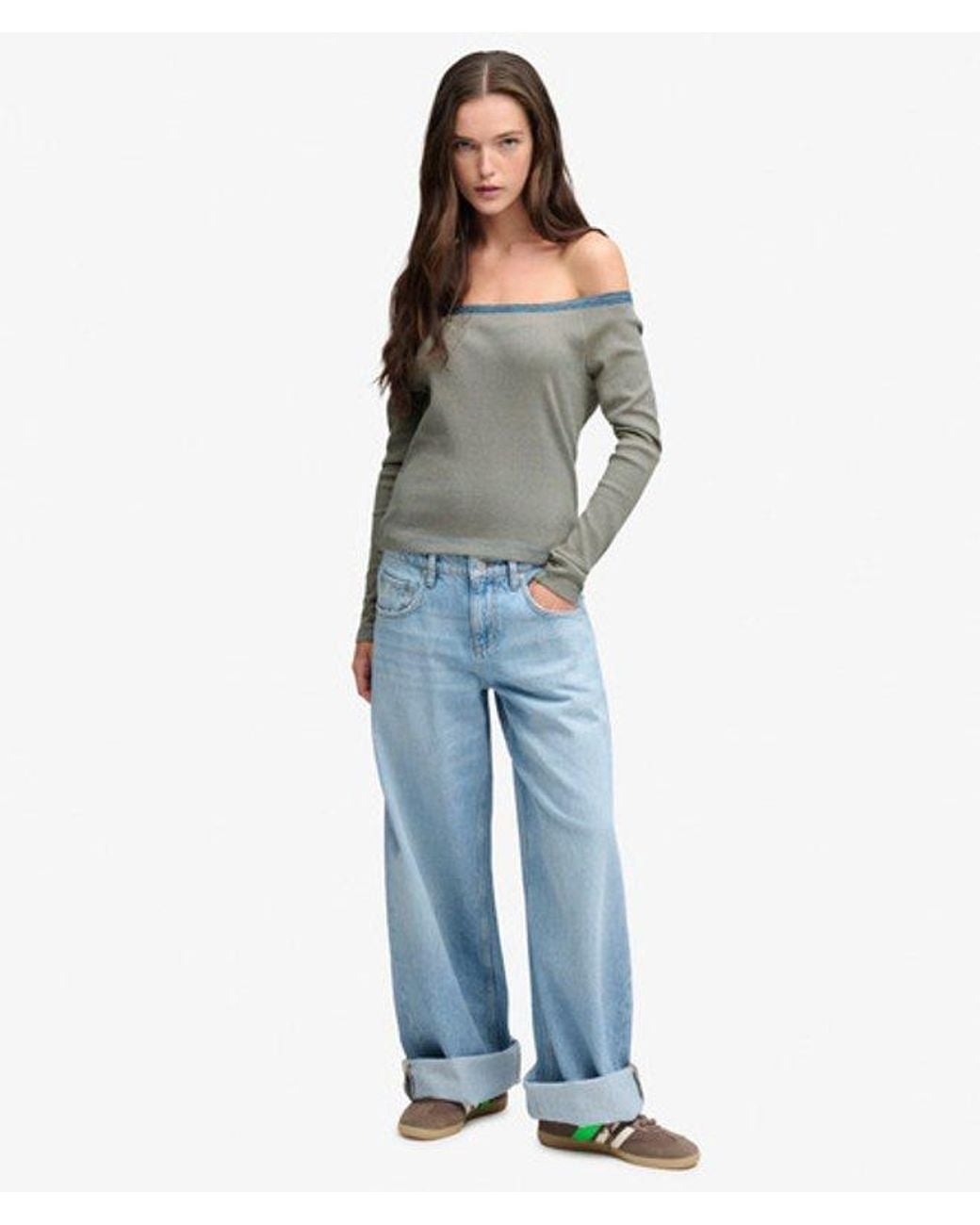 Superdry Gray & Co Athletic Essentials Lace Long Sleeve Top
