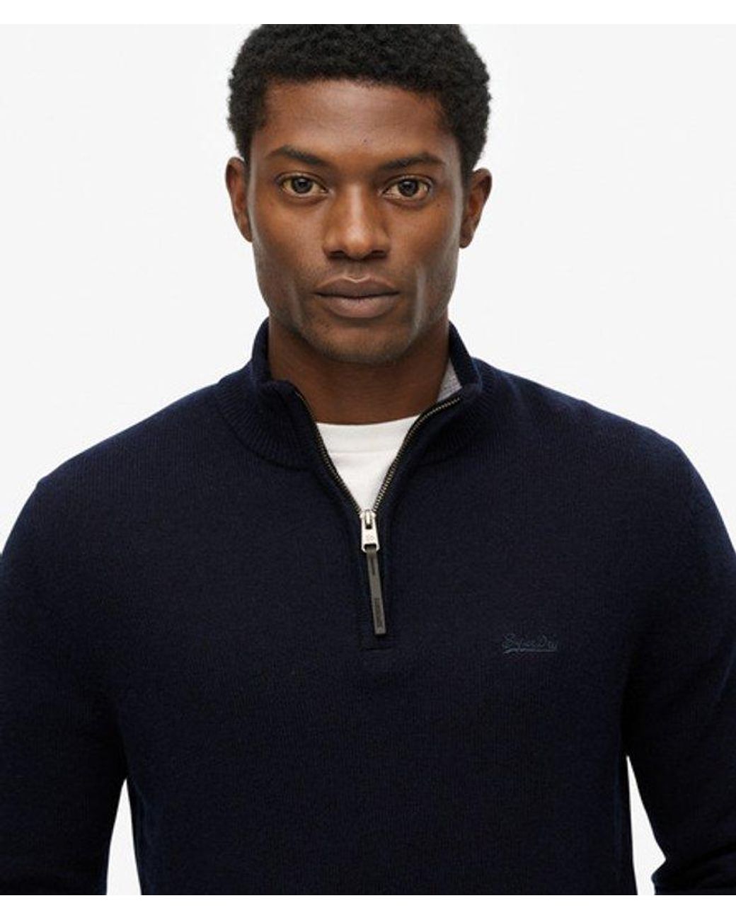 Superdry Blue & Co Wool Blend Half Zip Jumper for men