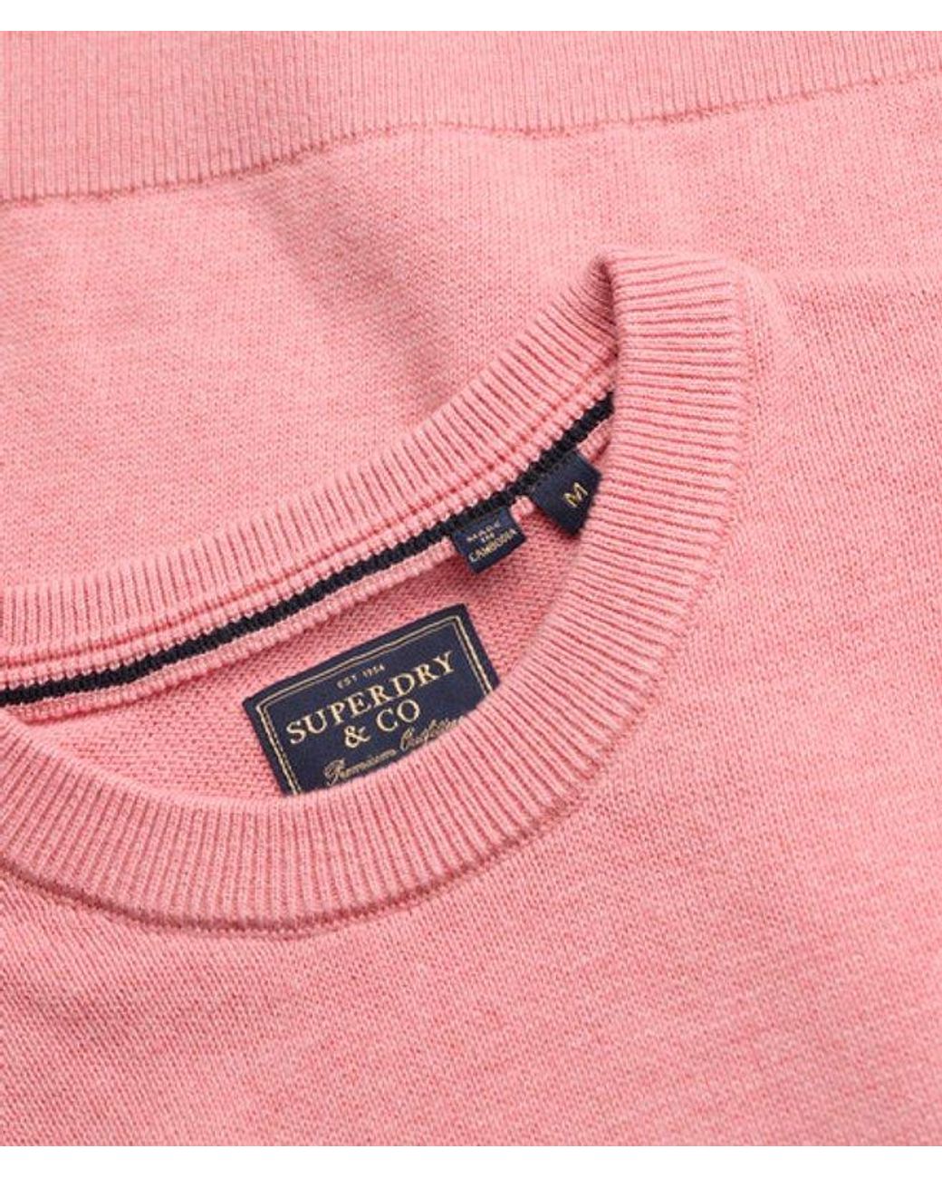 Superdry Pink Prep Essential Cotton Jumper for men